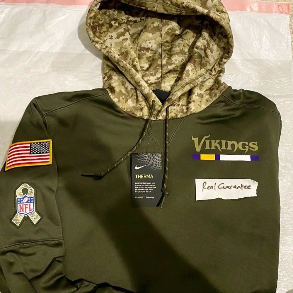 Nwt MEDIUM 100% Nike 2017 Minnesota Vikings Salute To Service Sideline Hoodie M
